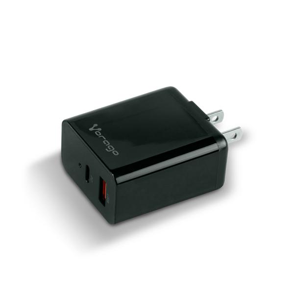 Imagen 1 del producto “Cargador para pared. Vorago AU-350-BK negro. quick charge/ cargador de pared / Negro. Quick charce 3.0A PD 20w USB A y tipo C negro - ”