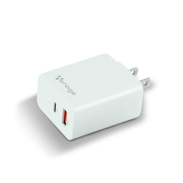Imagen 1 del producto “Cargador para pared. Vorago  AU-350-WH blanco. quick charge/ cargador de pared / blanco. quick charce 3.0A PD 20w USB A y tipo C blanco - ”