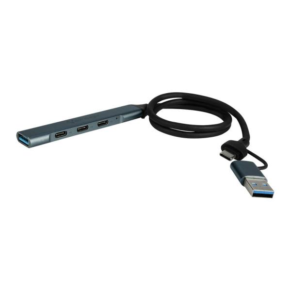 Imagen 1 del producto “CONCENTRADOR HUB VORAGO HU-205 SLIM 3 TIPO C + 1 USB 3.0 ADAPTADOR C Y USB - ”