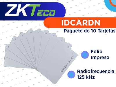 Imagen 1 del producto “ZKTECO IDCARDN - Paquete con 10 Tarjetas ID con Frecuencia de 125 kHz - 1 mm de Grosor con Folio Impreso ”