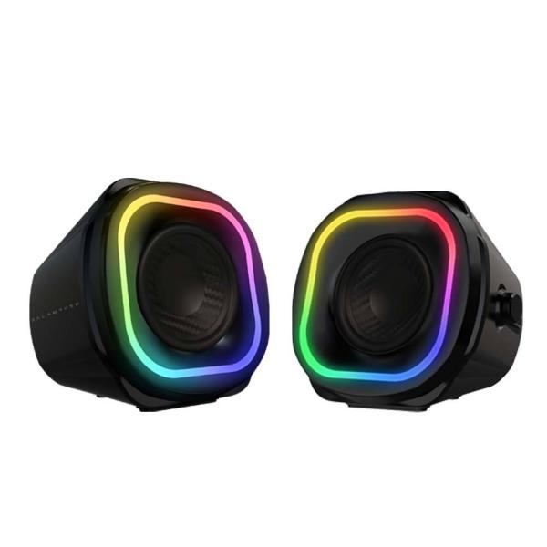 Imagen 1 del producto “Bocinas 2.0 Gamer Glimm Quad BG555 Balam Rush Conexión Bluetooth/Auxiliar - Controlador Touch, iluminación LED 3 modos, 10w RMS. Sonido estéreo, Alimentació ”