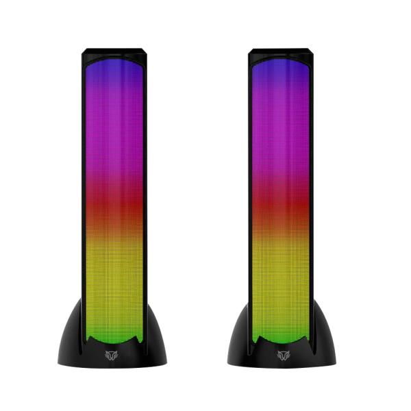 Imagen 1 del producto “Bocinas 2.0 Gamer Glimm Tower BG575 Balam Rush Conexión Bluetooth/Auxiliar - iluminación LED 3 modos, 10w RMS. Sonido estéreo, Alimentación 5 Vcc 1A, Tipo d ”