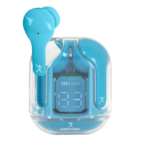 Imagen 1 del producto “Audífonos Inalámbricos Bluetooth Transparentes ClearBeat Color Cerúleo | PERFECT CHOICE - ”