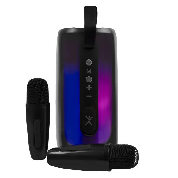Imagen 1 del producto “Bocina portátil transparente con micrófonos 15W Contra Agua Cosmo Color Negro | PERFECT CHOICE - ”