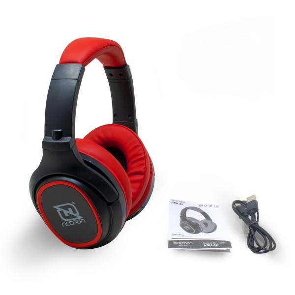 Imagen 1 del producto “AUDIFONOS OVER-EAR BLUETOOTH NBH-02 SIMULACION CANCELACION DE RUIDO 3.5MM RADIO FM MICRO SD 3.5MML MANOS LIBRES TYPE C ROJO - ”
