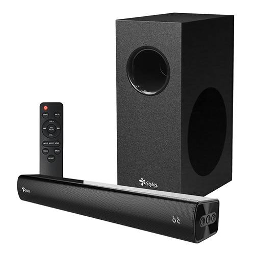 Imagen 1 del producto “Barra de Sonido 2.1 Stylos STAB210B - conectividad múltiple Bluetooth, HDMI ARC, USB, Entrada AUX 3.5 mm ”