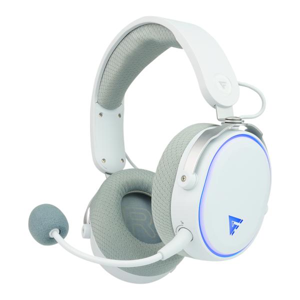 Imagen 1 del producto “DIADEMA GAME FACTOR HSB600 INALÁMBRICOS - 18 HORAS, TRIPLE CONECTIVIDAD 2.4/BT/TIPO C, MICRÓFONO REMOVIBLE, SURROUND 7.1, RGB, BLANCO ”