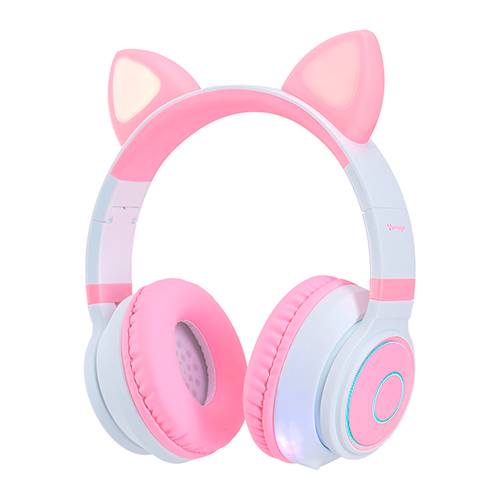 Imagen 1 del producto “DIADEMA VORAGO HPB-300K BLUETOOTH/3.5MM ROSA/BLANCO KITTEN RGB 6HRS  - ”