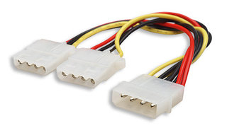 Imagen 1 del producto “301503 Cable Y de alimentación 5.25 pulgadas macho a 2x5.25 hembra - 20 cm, Convierte una conexión Mólex macho de 4 pines a una dual Mólex hembra de 4 pines ”