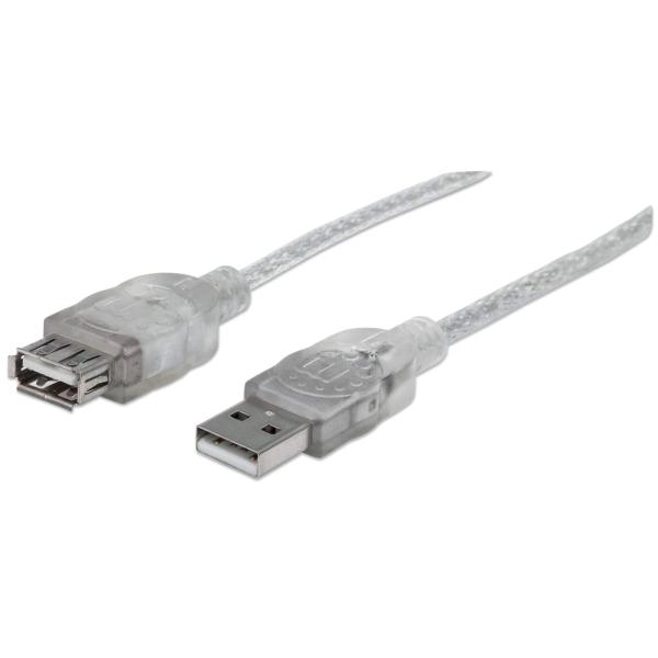 Imagen 1 del producto “340496 Extensión USB 2.0 de 3m; USB 2.0 - A macho/ A hembra; Plateado translúcido ”