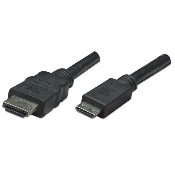 Imagen 1 del producto “304955 Cable Mini HDMI macho a HDMI macho - Blindado, Negro, 1.8 mts, Soporta una resolución de 4K, video en 3D y color intenso. ”