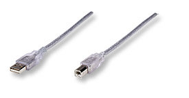 Imagen 1 del producto “340465 Cable USB para impresora - USB-A macho a USB-B macho, de 4.5mts, color Plateado translucido, Velocidades de hasta 480 Mbps ”