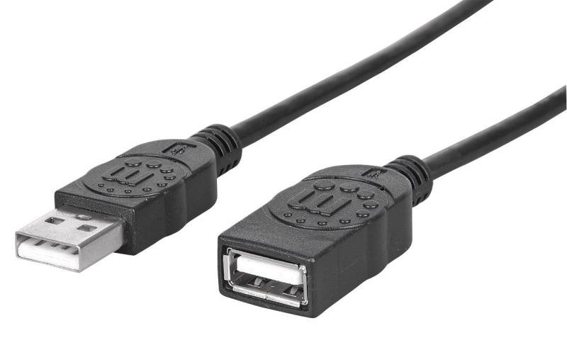 Imagen 1 del producto “Cable de Extensión USB2.0 de alta velocidad (338653) Manhattan  USB 2-0 A Macho / A Hembra - 480 Mbps, 1.8m. Color negro ”