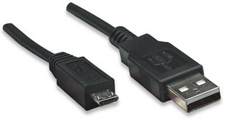 Imagen 1 del producto “Cable USB MANHATTAN - 3 m, USB A, Micro-USB B, Macho/Macho, Negro ”