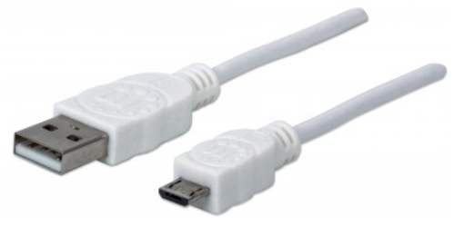 Imagen 1 del producto “Cable USB a Micro B MANHATTAN 323987 - USB A, Micro-USB B, Macho/Macho, 1 m, Color blanco ”