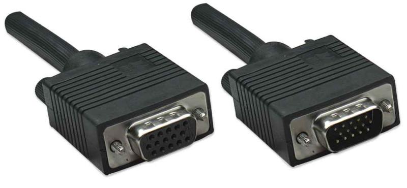 Imagen 1 del producto “309011 Extension VGA HD15 macho a HD15 hembra; 1.8 m. Negro - completamente blindado para reducir la interferencia. ”