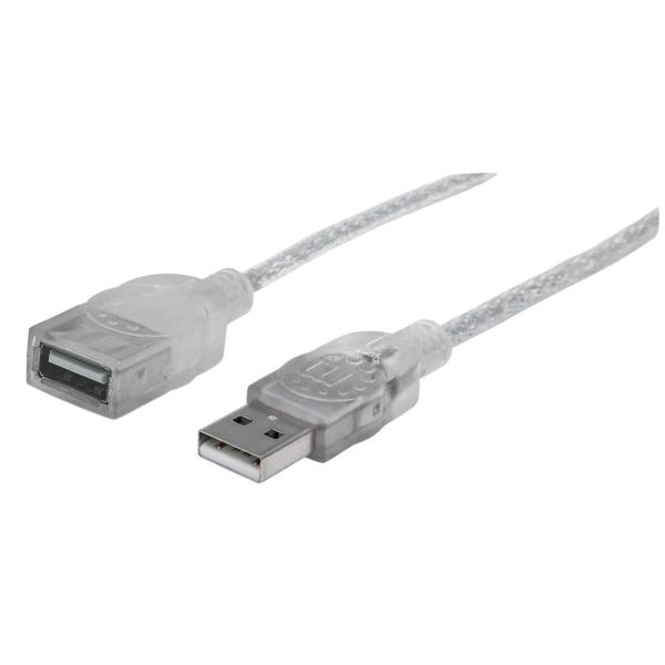Imagen 1 del producto “336314 Extensión USB 2.0 de Alta Velocidad 1.8m Color Plateado translucido - Velocidades de hasta 480 Mbps ”