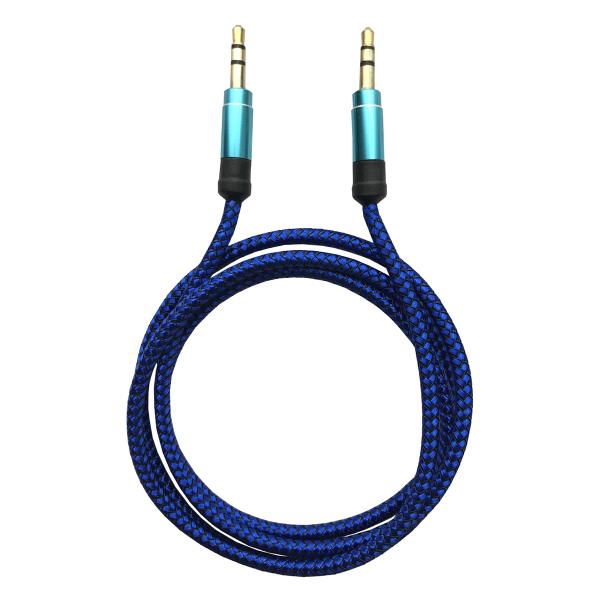 Imagen 1 del producto “Cable de Stereo Nylon 1MTS - 1 m, Macho/Macho, Azul, Nylon, Auxiliar ”