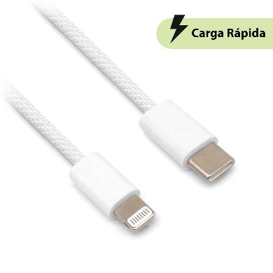 Imagen 1 del producto “CABLE CARGA RÁPIDA - USB TIPO C A LIGHTNING, TEJIDO, 1.0 M, GRIS (6001530), Brobotix ”