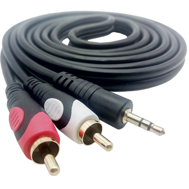 Imagen 1 del producto “Cable RCA BROBOTIX Cable RCA Macho 2 A 3.5 MM. Macho 1.8 Mts. - RCA/2RCA, Negro, RCA ”