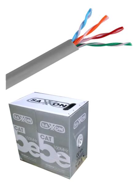 Imagen 1 del producto “SAXXON OUTP5ECCA100G- Bobina de Cable UTP Cat5e/ 100 Metros/ CCA/ Color Gris/ Uso Interior/ Cert ISO9001/ UL 444/ RoSH/ ANSI/ TIA/ EI-568B - ”
