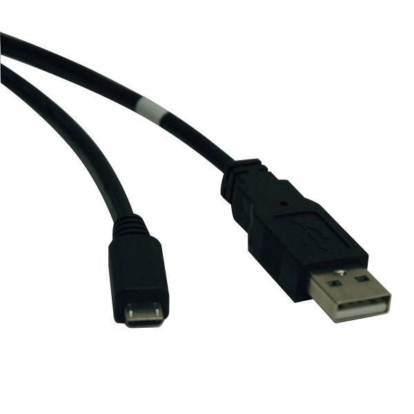 Imagen 1 del producto “Cable USB 2.0 de Alta Velocidad TRIPP-LITE U050-006 - USB A, Micro-USB B, Macho/Macho, 1, 83 m, Negro ”
