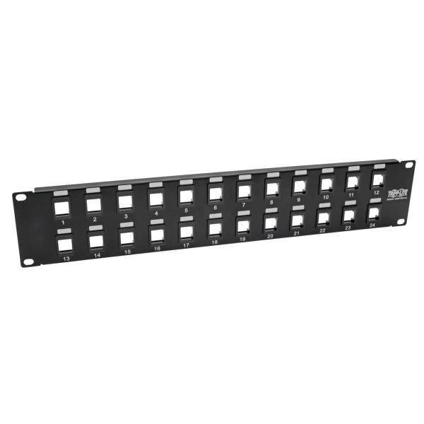 Imagen 1 del producto “Panel de parcheo Vacío de Conexiones sin Blindaje RJ45 Keystone / Multimedia de 24 Puertos de 2U - Ethernet RJ45, USB, HDMI, Cat5e / 6 N062-024-KJ ”