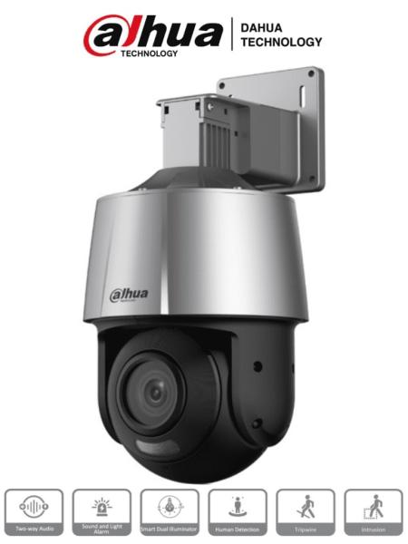 Imagen 1 del producto “DAHUA SD3A200-GN-A-PV - Cámara IP PT de 2 Mp Full C/ Disuasión Activa/ Lente Fijo/ IR de 30 Metros/ H.265+/ Ranura MicroSD/ Audio Bidirecc/ IP66/ PoE/ - ”