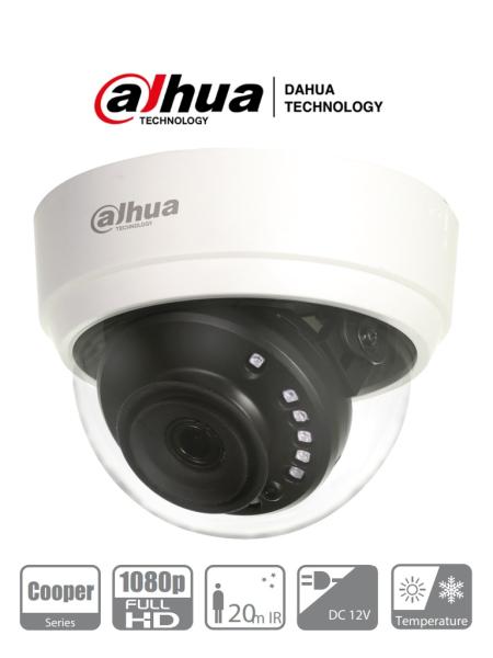Imagen 1 del producto “DAHUA HAC-D1A21N-0280B - Cámara Domo HDCVI 1080p/ 103 Grados de Apertura/ Lente de 2.8 mm/ IR 20 Mts/ Uso Interior/ TVI AHD Y CVBS/ - ”