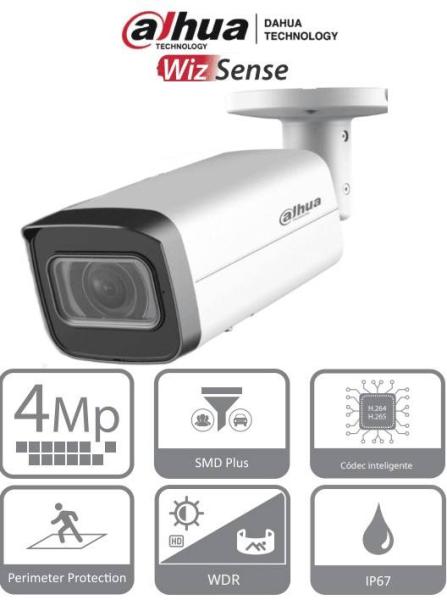 Imagen 1 del producto “DAHUA IPC-HFW2441T-ZS - Camara IP Bullet de 4 Mp/ Lente Motorizado de 2.7 a 13.5 mm/ WizSense/ IR de 60 Metros/ SMD + - Ranura para MicroSD/ IP67/ Ik10 ”