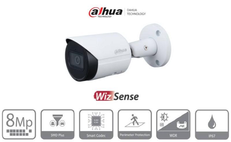 Imagen 1 del producto “DAHUA DH-IPC-HFW2841S-S - Cámara IP Bullet 4k/ 8mp/2.8 mm/ 105°/ H.265+/ IR de 30 Mts/ Metálica/IP67 IVS/ Ranura para MicroSD/ PoE - ”
