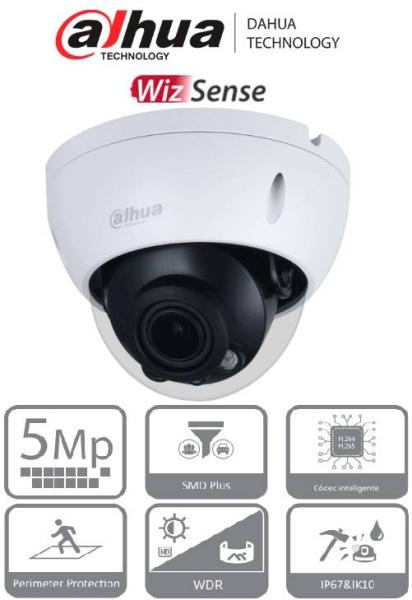 Imagen 1 del producto “DAHUA DH-IPC-HDBW2541R-ZAS - Domo Antivandalico de 5 Mp/ Lente Motorizado de 2.7-13.5/ WizSense/ IR de 40 M/ Ranura MicroSD/Ik10/ PoE - ”