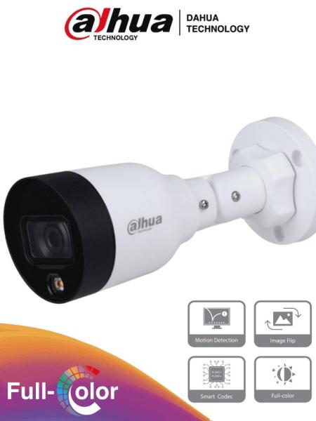 Imagen 1 del producto “Cámara DAHUA IPC-HFW1239S1-LED-S4 - Cámara IP Bullet Full Color 2 Megapíxeles - Lente de 2.8mm, Luz Blanca de 15 Mts, H.265, IP67, PoE, DWDR ”