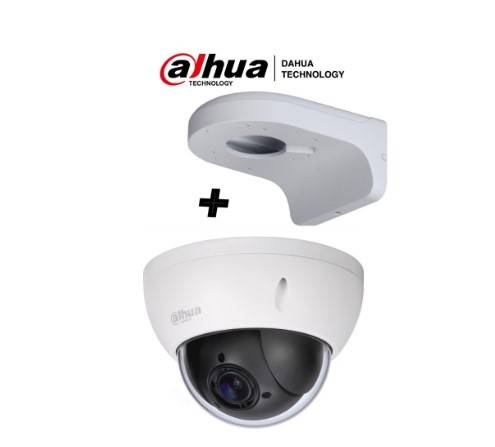 Imagen 1 del producto “DAHUA SD22204IGCPAK - Camara mini PTZ de 2 MP HDCVI / 4X Zoom óptico con brazo de pared PFB203W incluido - ”