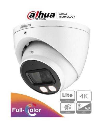 Imagen 1 del producto “DAHUA HAC-HDW1809T-A-LED - Camara Domo Eyeball 4k Full Color/ 8 Mp/2.8 mm/ 106°/ Microfono / 40 Mt IR/ Imagen a Color 24/7 - ”