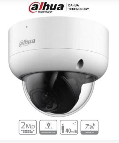 Imagen 1 del producto “DAHUA HAC-HDBW1200EA - Cámara Domo de 2 Mp Antivandálica/ 1080p/ Lente 2.8 mm/ 115 °/ IR de 40 Metros/ Super Adapt/ IK10/ Uso Exterior IP67 - ”