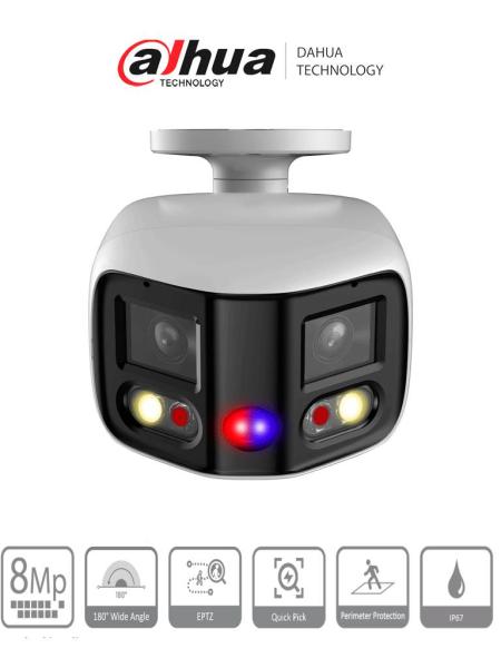 Imagen 1 del producto “Camara DAHUA IPC-PFW3849S-A180-AS-PV Cámara IP Bullet WizSense 2x4MP con visión de 180° - ”