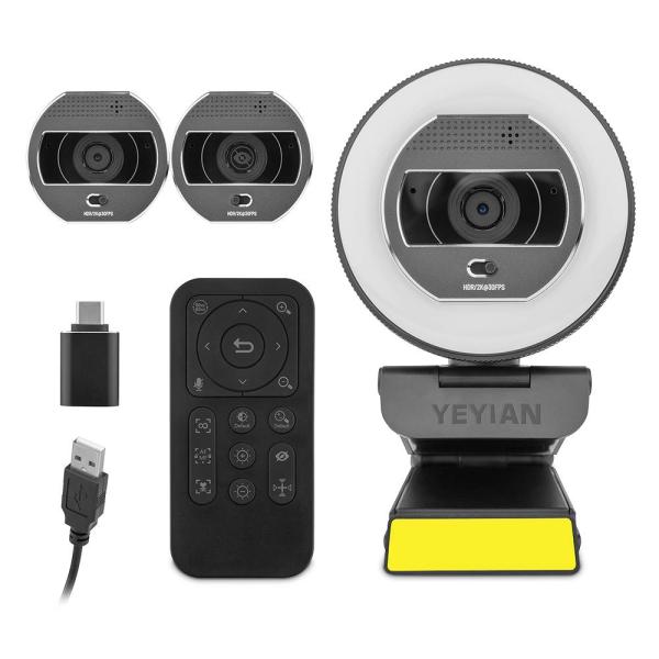Imagen 1 del producto “YEYIAN CAMARA FLEXCAM PARA STREAMING CON ILUMINACION MIXTA Y CONTROL REMOTO - 2K  2560X1440P A 30 FPS, COD H.264 Y 265, CON MIC MOD. YPW-QHDAF-M1 ”