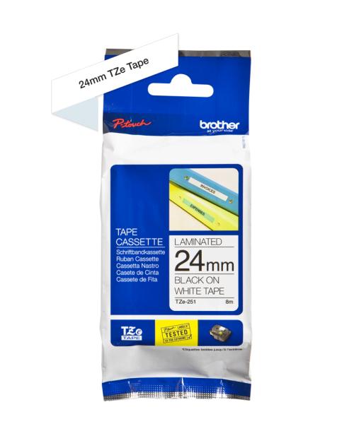 Imagen 1 del producto “Etiqueta blanca continua laminada Brother TZE251 - de 24 mm de ancho x 8 mts de largo. Impresión en negro ”