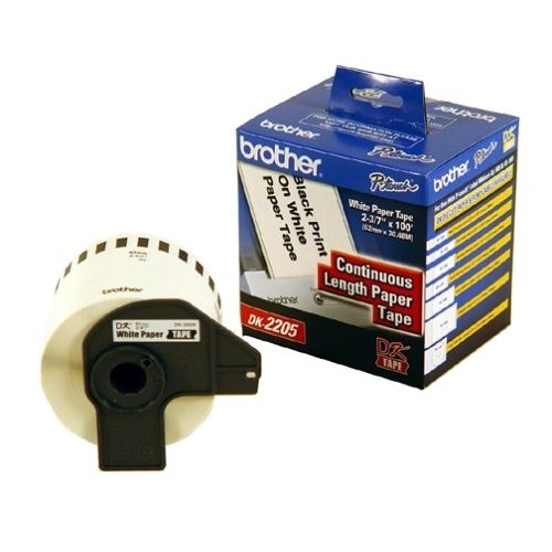 Imagen 1 del producto “Etiqueta blanca continua de papel Brother DK2205 de 62 mm de ancho x 30.4 mts de largo. Impresión en negro. QL800 / QL810W / QL1110NWB. - ”