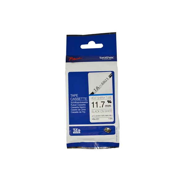 Imagen 1 del producto “Etiqueta blanca continua termoretráctil Brother HSE231 - de 11.7 mm de diámetro X 1.5 mts de largo. Impresión en negro. ”