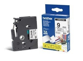 Imagen 1 del producto “Etiqueta blanca continua laminada Brother TZE221 - de 9 mm de ancho x 8 mts de largo. Impresión en negro. ”