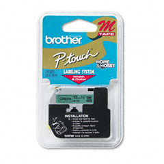 Imagen 1 del producto “Etiqueta verde continua plástica no laminada Brother M731 - de 12 mm de ancho x 8 mts de largo. Impresión en negro. ”