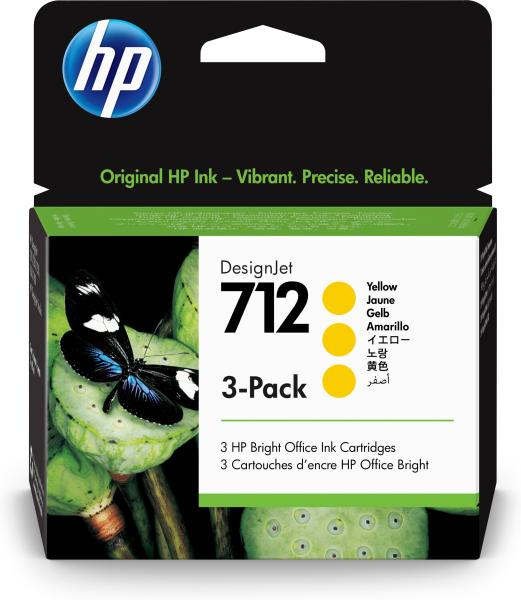 Imagen 1 del producto “Tinta HP 712 3ED79A - Amarillo 29 ml - 3 Piezas ”