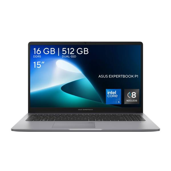 Imagen 1 del producto “ASUS ExpertBook P1  Procesador Intel Core 5 210H - Gráficos Intel UHD, 16GB DDR5, 512GB SSD, Pantalla 15.3, Win 11 Pro ”
