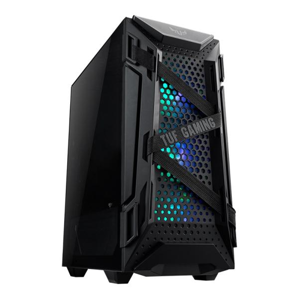 Imagen 1 del producto “Gabinete Gamer ASUS TUF Gaming GT301 con Ventana - Midi-Tower, ATX, Micro-ATX, Mini-ATX, USB 3.2, sin Fuente, 4 Ventiladores Instalados, Negro ”