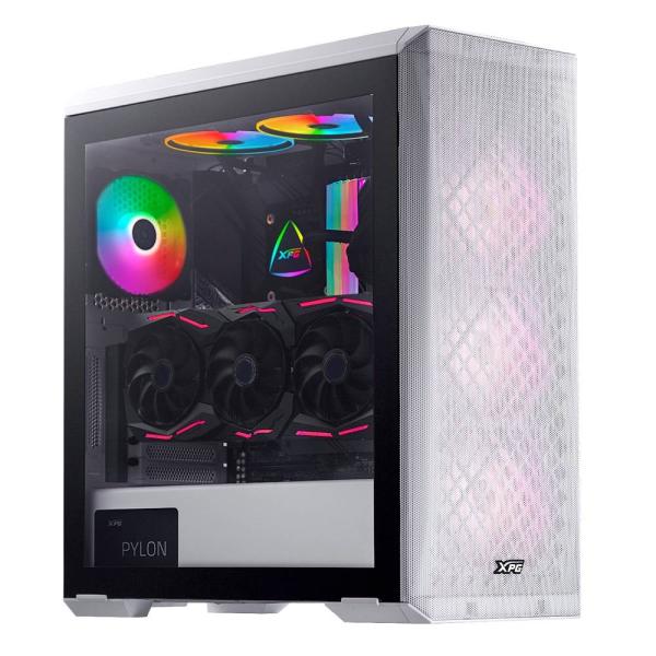 Imagen 1 del producto “Gabinete GAMER XPG DEFENDER - Media torre. Panel lateral de vidrio templado. Filtro de polvo extraible. Color BLANCO. DEFENDER-WHCWW ”