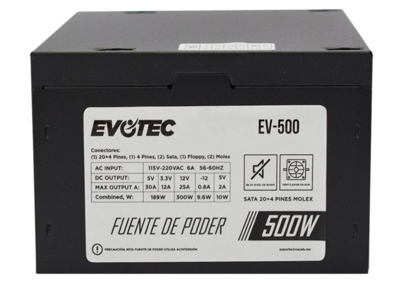 Imagen 1 del producto “Fuente de Poder EVOTEC EV-500 - Negro, 500 W ”
