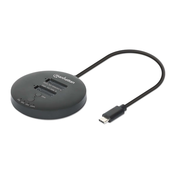 Imagen 1 del producto “Gabinete USB-C SSD (130752)  MANHATTAN Estación de acoplamiento con 2 bahías para clonación de SSD M.2 NVMe de hasta 8 TB - ”