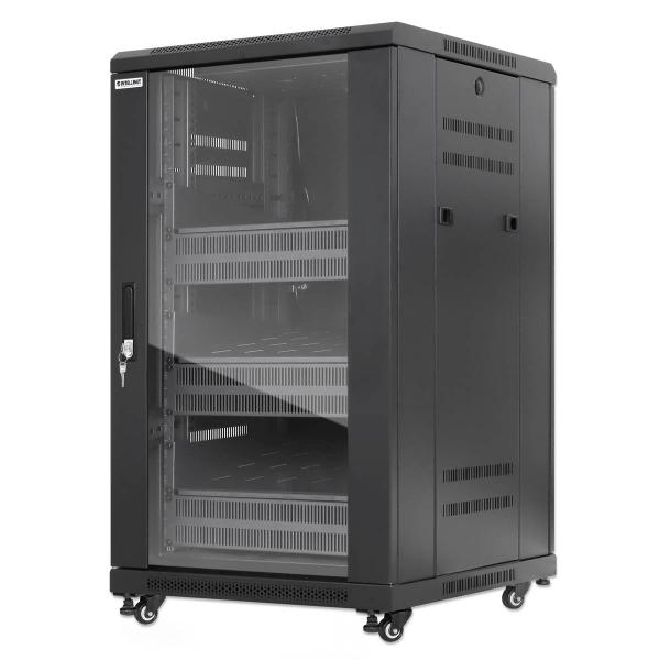 Imagen 1 del producto “Gabinete de red 19 Pro Line con extractores de aire - 18U, ensamblado, Incluye accesorios, 800Kg, 600x600, INTELLINET 716222 ”